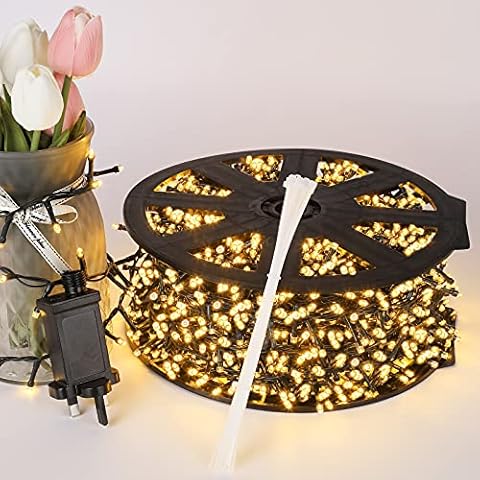 MARCHPOWER Christmas Outdoor Lights, 100m 1000LEDs Christmas String Lights with 8 Lighting Modes, Waterproof Cluster Christmas Fairy Lights Perfect for Home Garden Xmas Trees Decor - Warm White Cover