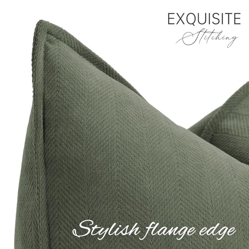 ZWJD Army Green Pillow Covers 26x26 Set of 2 Chenille Throw Pillow Covers with Elegant Design Soft and Luxurious Decorative Throw Pillows for Couch, Bed, and Home Decor