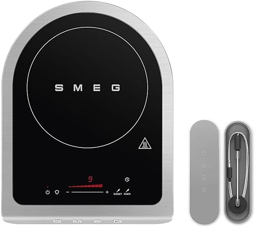 Miniatura 3 de SMEG Cocina de inducción portátil de 1800 W - Colección Collezione  Placa de inducción de un solo quemador con sonda, 9 niveles de potencia +