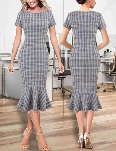Image of VFSHOW Womens Elegant Vintage Cocktail Party Mermaid Bodycon Midi Mid-Calf Dress