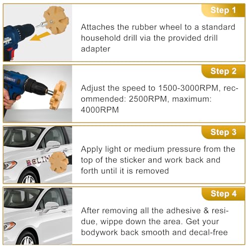 Image of 2 Pack 3.5 inch Decal Remover Eraser Wheel Adhesive Remover | with Adapter Rubber Eraser Wheel for Drill Removes Car Decal Vinyl Tape Graphics Pinstripe Sticker Remover