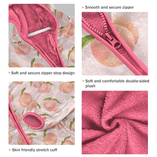 Peach Toddler Fleece Jacket Baby Girls Hooded Zipper Long Sleeve Thick Warm Outerwear 3-10 Years3