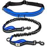 Hundefreund Joggingleine mit Bauchgurt | Blaue Freihandleine mit Dehnung und Ruckdämpfung für mittlere und große Hunde | Freie Hände für Jogging Fahrrad Kinderwagen Sport