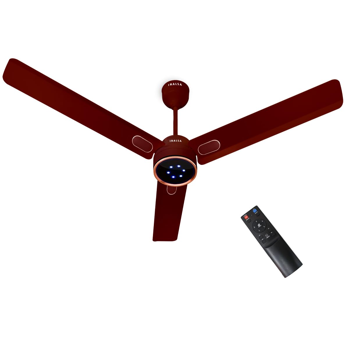INALSA BLDC Ceiling Fan 1200mm Aero Swift Luxe|Designer Fan with Remote Control Timer/Boost Mode|BEE 5 Star Rated Energy Efficient|Low Noise|Ultra High Speed|LED Indicator|3 Yr Warranty on Motor,Brown