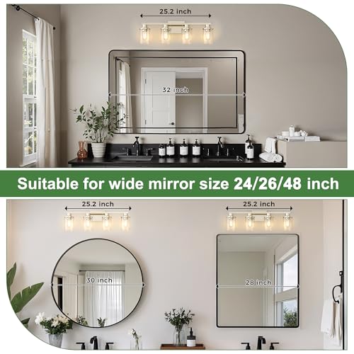 Image of DORESshop Nickel Bathroom Vanity Light Fixture Over Mirror 4-Light