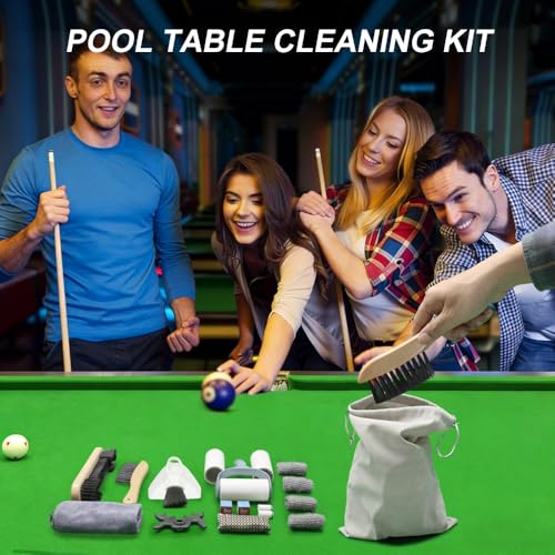 CONLI 19 Pcs Pool Table Cleaning Kit- Complete Billiard Accessories Set with Pool Table Brush for Felt, Rail Brush, Cue Shine Polisher, Chalk, Tip, Duster, Broom Storage Bag for Professional Home Care - Image 3