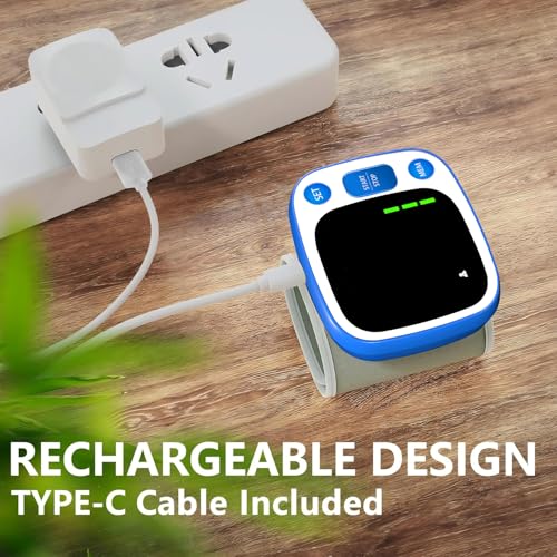 Oklar Blood Pressure Monitors for Home Use Rechargeable Wrist Digital BP Machine Cuff with LED Backlit Display, Voice Broadcast, 240 Memory Storage for 2 Users with Carrying Case, Blue - Image 6