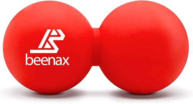 Beenax Peanut Massage Ball - Double Lacrosse Ball - Perfect for Trigger Point Therapy, Myofascial Release, Deep Tissue Massage, Yoga - Designed to Relieve Stress and Relax Tight Muscles (Red)