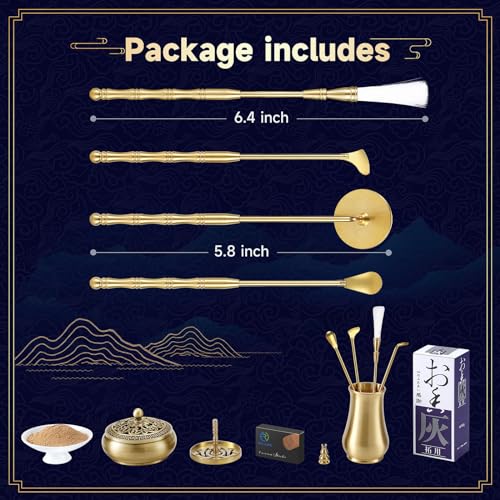 Re Reliure RE RELIURE-1 12 Pcs Agarwood Incense Burner Kit,Chinese Brass Incense Burner Kit,Powder Incense Burner Kit,Powder Incense Burner Set（Incense Kit thumb #3