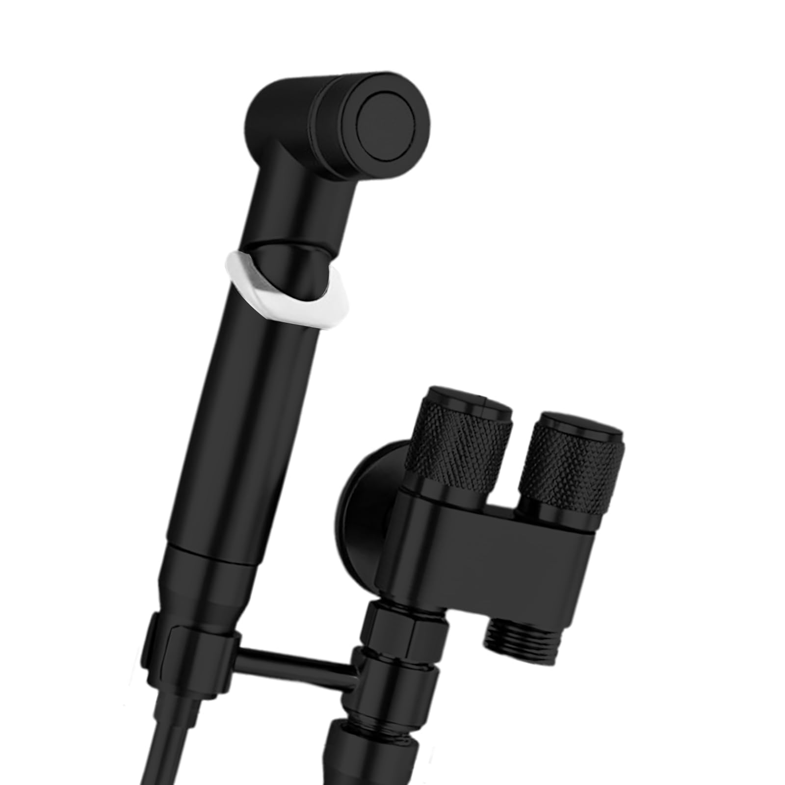 Msioytog Elegant Black Handheld Bidet Sprayer Attachment Bidet Toilet Sprayer With Double Outlet Valves Washing Toilet Accessories Easy To Use Easy To Installation