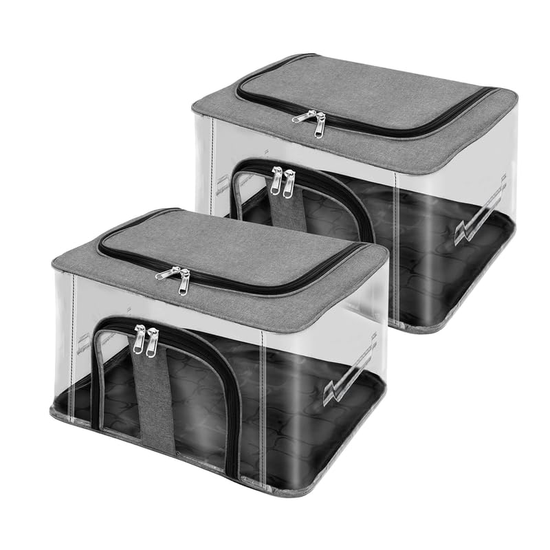 Image of Shibui Storage Bags With Cover And Double Zipper Closure For Clothing Protector Wardrobe Organiser.Grey(pack of 2)