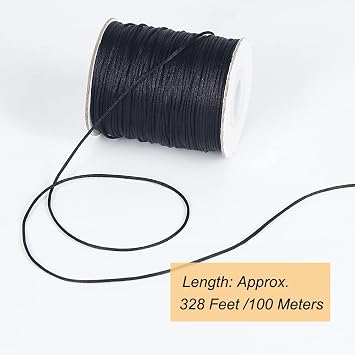 Tenn Well 1mm Satin Cord, 328 Feet Silky Nylon Rattail Cord for Macrame Bracelets, Braided Necklaces, Chinese Knotting, Jewelry Making, Arts and Crafts, Halloween Decor