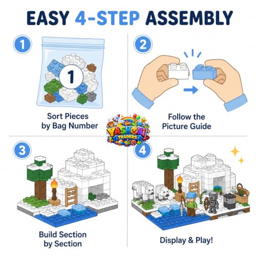Image of Yashoni Building Blocks Toy Set for Kids | DIY STEM Construction Bricks with Mini Figures, Creative Models & Educational Play Set| Blocks Game (278, The Ice House)