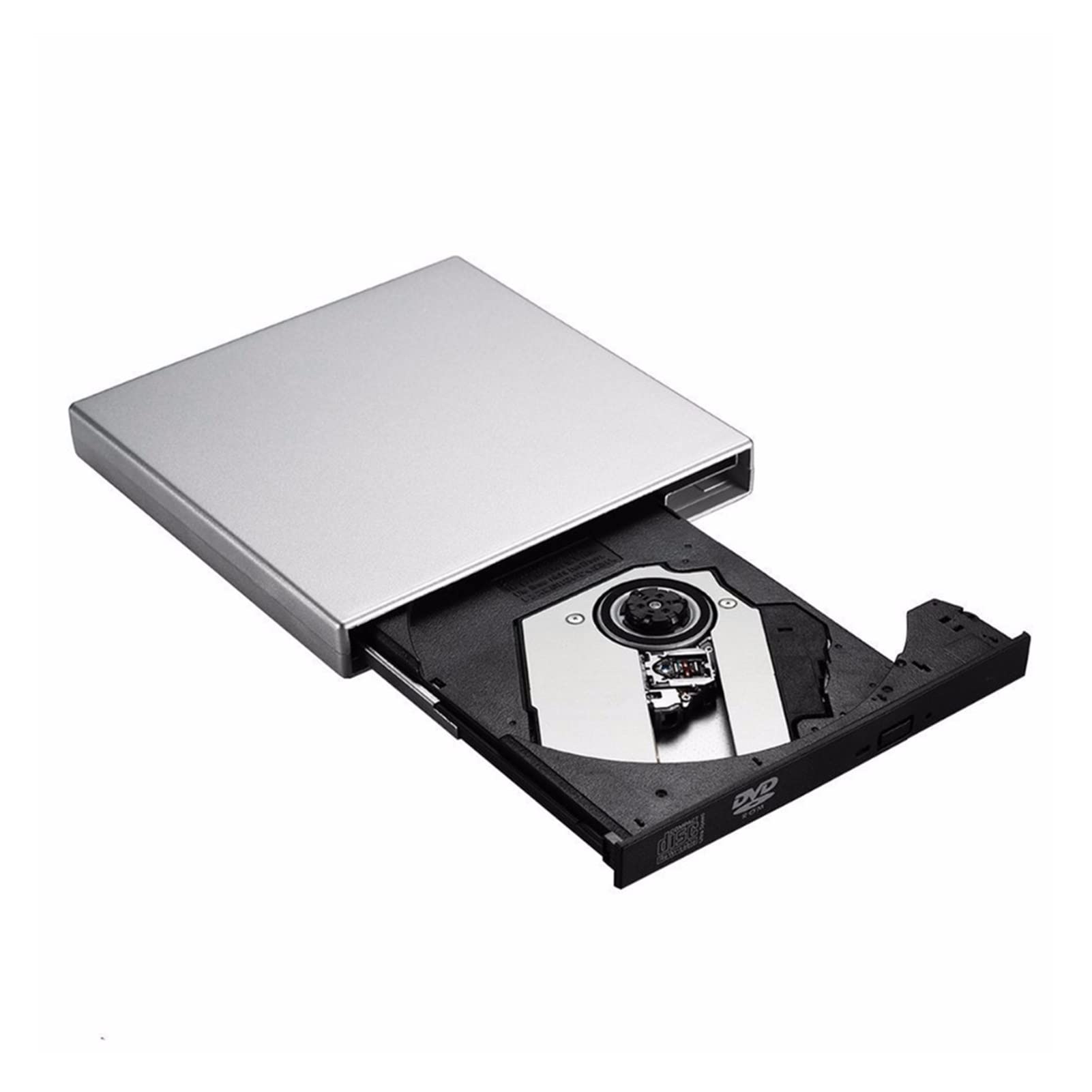 Srebrny cienki USB2.0 DVD CD. Dysk zewnętrzny z wytrzymałym plastikowym palenia czytnik nagrywarka Combo Pisarz Rejestrator do laptopa Przenośny