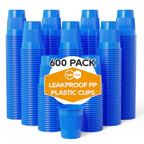 Turbo Bee 600 Pack 3 oz Plastic Bathroom Cups Leakproof Disposable Mouthwash Cups Small PP Plastic Cups for Bathroom Rinse Dental Rinse Guest Bathroom