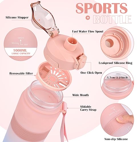 CodiCile Water Bottle, BPA Free 1l Water Bottle Leak Proof Drinks Bottle, Large Sports Bottle Great for Gym School - Image 3