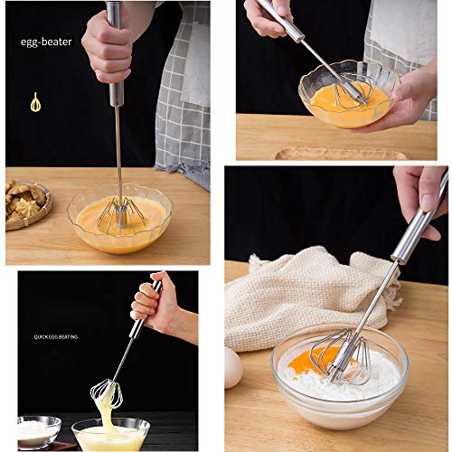 Frusta a Mano, Rusta da Cucina in Acciaio Inossidabile, Frusta Semiautomatica, più lavoro e risparmio di tempo, Frusta di Cottura per Battere e Mescolare, Sbattere per mescolare/sbattere/rimestare - immagine 3