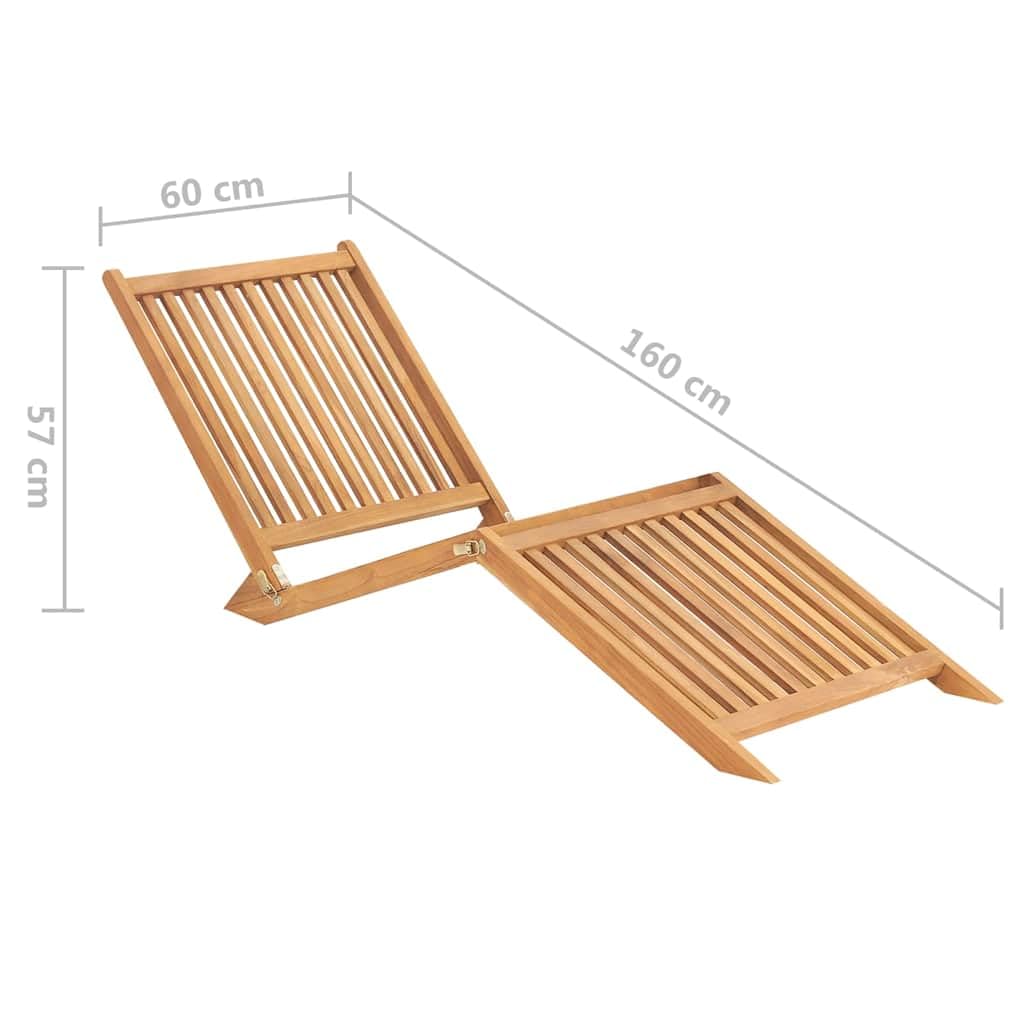 Tumbona de madera maciza de teca para jardín, plegable, 60 x 160 x 57 cm, finamente pulida, acabado a base de agua, para terraza, balcón, piscina, playa, spa y muebles de jardín
