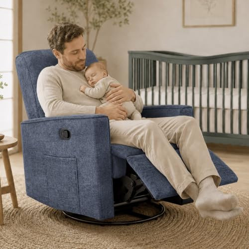 Image of Evolur Raleigh Plus Nursery Glider Recliner, GREENGUARD Gold, Blue Fog