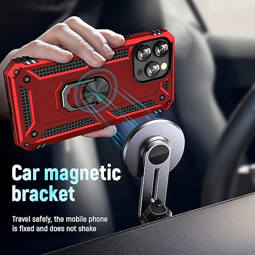ADDIT i Phone 13 Pro Max Case, for iPhone 13 Pro Max Case,with Kickstand Ring,Adjustable Stand,Military Grade,Heavy Duty Protection,Shockproof,Anti-Fingerprint,Support Magnet Car Mount,Red by ADDIT - Used condition - Image 4