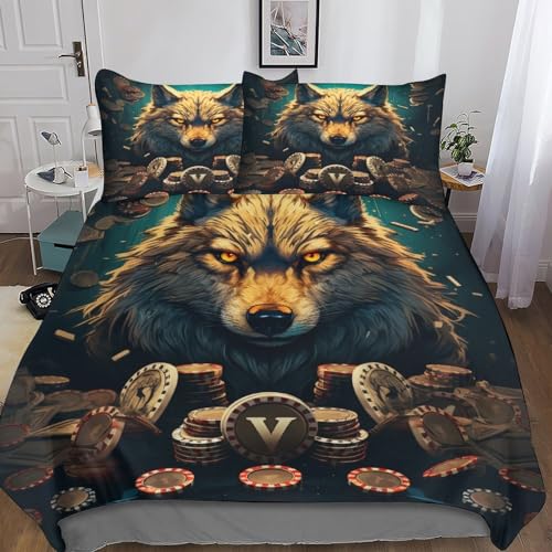 3D varg sängkläder set med örngott djurtryck påslakanset dubbel storlek (200 x 200 cm) hemtextil påslakanset