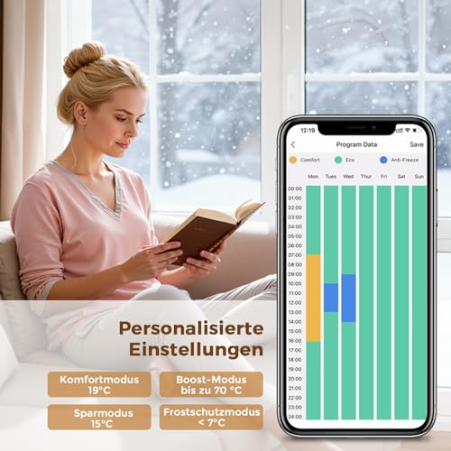Heizstab für Badheizkörper 600W mit Thermostat und WiFi-Funktion
