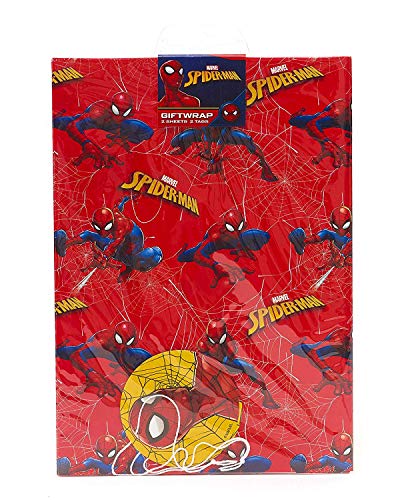 Birthday Gift Wrapping Paper Boys - Wrapping Paper Sheets for Kids Wrapping Paper Birthday Spiderman Wrapping Paper; for Boys Gift Spiderman Gifts - 2 Sheets & 2 Tags