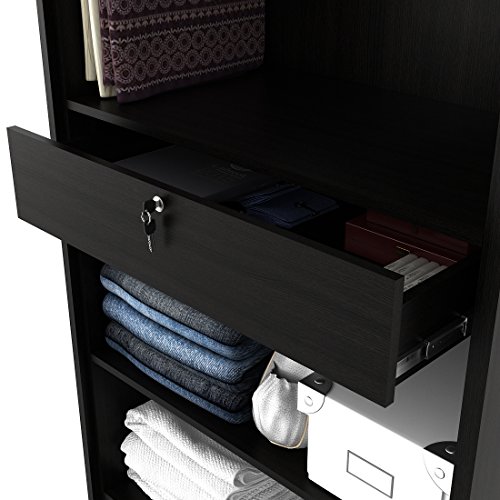Image of Spacewood Value Wardrobe | 3 Year Warranty | Almirah, Cupboard, Almari, 2 Door Wardrobe with Mirror, 1 Drawer (1 Lock Drawer) and 1 Hanging Space|Engineered Wood| Natural Wenge