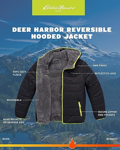 Eddie Bauer Boys' Reversible Jacket - Waterproof Lightweight Fleece Lined Hooded Puffer Coat - Boys Outerwear Jacket  thumb #2