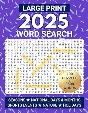 Large Print 2025 Word Search: Relaxing Word Find Puzzles for Adults ...