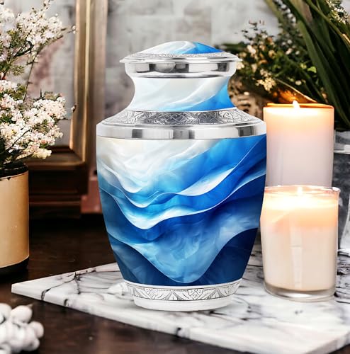 Image of Forest Personalized Urns for Human Ashes Adult Male - Burial Urn for Mom & Dad - Large Decorative Urn - Funeral Ashes Urn - Customized Urns for Human Ashes - 10 Inch Large with Velvet Bag