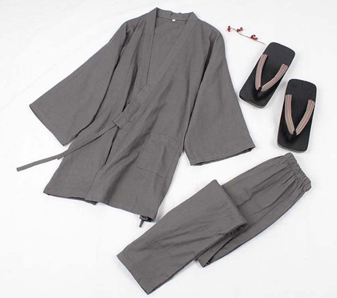 Fendawn Strive Pyjamas im japanischen Stil Klassischer traditioneller Bademantel aus Baumwolle Kimono Freizeitkleidung für Männer und Frauen