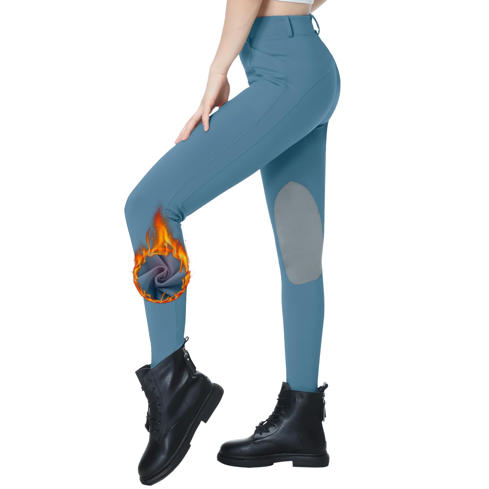 beroy Pantalones de equitación con forro polar para mujer, pantalones de equitación para invierno, pantalones de equitación con bolsillos