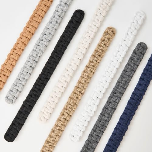 Pretty Jolly 4 Pack Natural Cotton Rope Curtain Tiebacks Farmhouse Rustic Style Decorative Drape Tie Backs Handmade Braided Curtain Holdbacks for Home Sheer/Light Weight Drapery (C-Light Grey-S) - Image 4