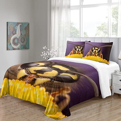 Housse de couette abeille 3D 200x200 cm avec 2 taies d'oreiller - 5