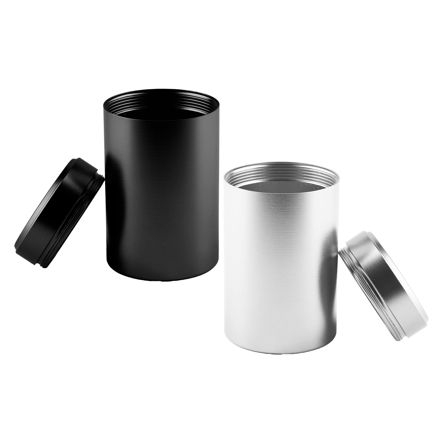 Bojueshaw Black&Silver 2Pcs Aluminum Storage Jars,Portable Storage Bottle,Airtight Smell-Proof Containers For Spices,Coffee & Tea(Black&Silver)