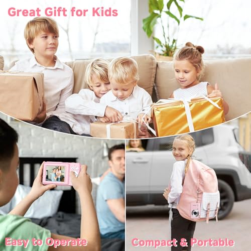 Image of Digital Camera, 44MP Compact Camera, FHD 1080P Point and Shoot Digital Cameras with 16X Zoom, Face Detect, Smile Capture, Anti Shake, for Boys Girls Teens Gifts (Pink)