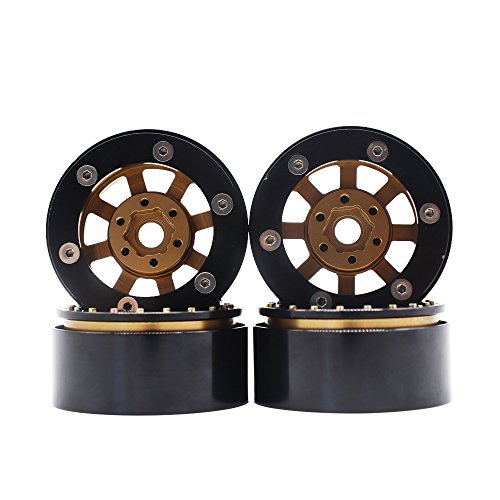 Djx 4Pcs 1.9'' Aluminum Beadlock Wheel Rims For 1/10 Rc Crawler Axial Scx10 Ii D90 Cc01 D110 (Bronze+Black) #TOP3