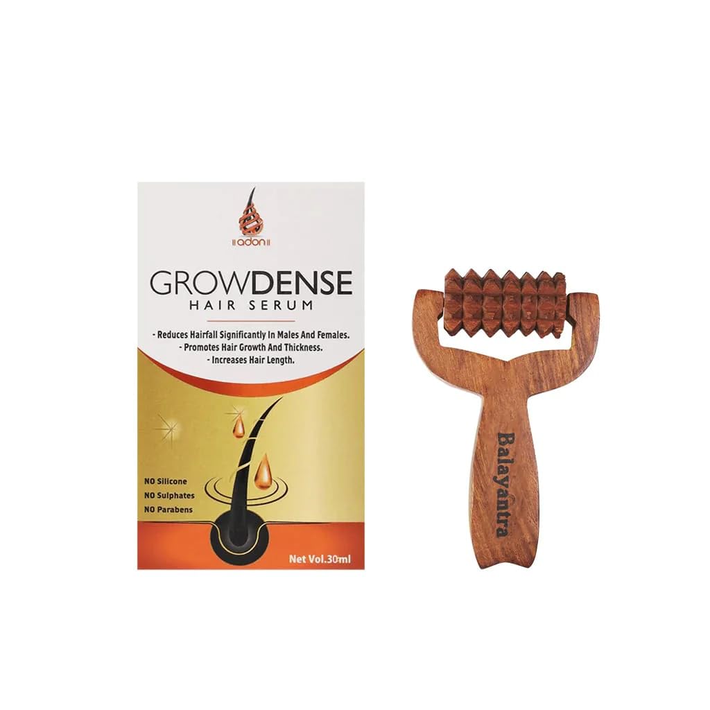 Adon (Waidon) Growdense Hair Serum 30ml & Balayantra Wooden Roller | Promotes Hair Growth | Effective Treatment for Hair Fall | Smooth, Glossy Hair for Men & Women-image-17