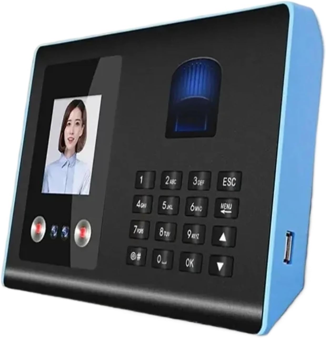 タイムレコーダー 勤怠管理機 顔+指紋+パスワード 従業員チェックイン装置 認識装置 小規模・中規模ビジネス向け(BLUE_OTHE