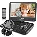WONNIE 12.5 Inch Portable DVD Player with 4 Hour Rechargeable Battery,10.5" Swivel Screen, SD Card Slot and USB Port and Stereo Earphones (Black)