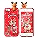 Vauki Cover iPhone SE 2020/7/8, Custodia Rosso Silicone con Christmas Carino 3D Bambola Cervo Natalizie Disegni Ultra Slim TPU Morbido Antiurto Bumper Case Protettiva per iPhone SE 2020/7/8, Cervo