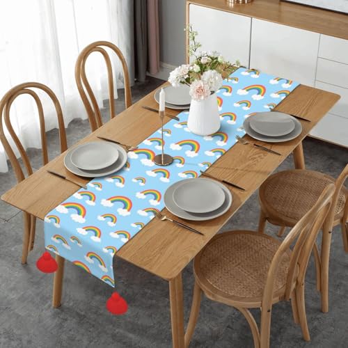 Chemin de table de Noël avec pompons pour décoration de table intérieure extérieure