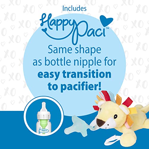 Dr. Brown's Baby Lovey Pacifier Holder & Teether Clip, Soft Plush Stuffed Animal Lion Pacifier Tether With Teal Happypaci, 100% Silicone, 0-12M #TOP1