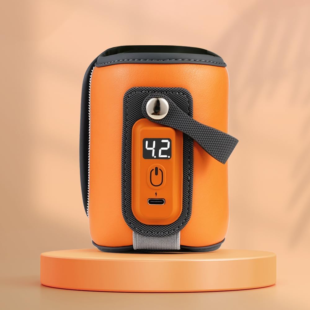 StarAndDaisy Bottle Warmer for Babies, Water Warmer with Adjustable Temperature Control Portable & USB, Constant Temprature Control Technology, Baby Feeding Bottle Warmer for Car Travel Outdoor (Orange)