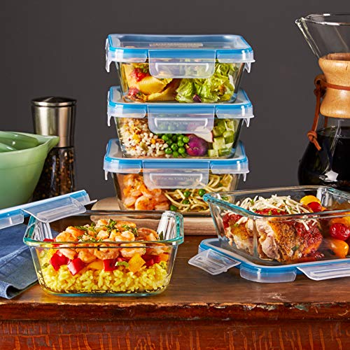 Snapware Total Solution 10-Pc Glass Food Storage Containers Set With Plastic Lids, 4-Cup Meal Prep Container, Non-Toxic, Bpa-Free Lids With 4 Locking Tabs, Microwave, Dishwasher, And Freezer Safe #TOP1