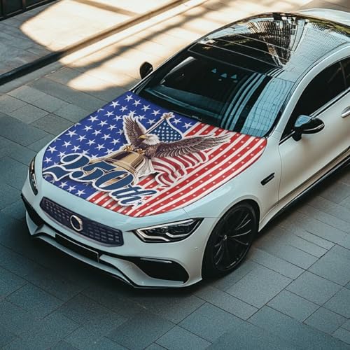 Image of 250th USA Patriotic Car Hood Cover Polyester Elastic Fabrics Can be Washed Suitable for SUV Trucks Universal for Cars