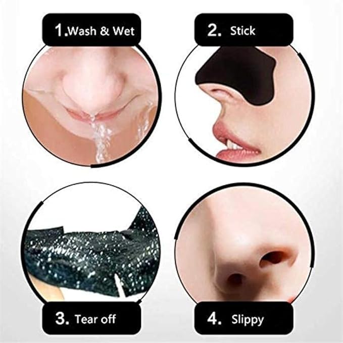 Exotic Mall Deep Cleansing Forehead Blackhead Remover Pore Cleanser Bamboo Charcoal Nose Strips for Women | Removes Whiteheads | with Natural Aloe Vera & Witch Hazel Extracts Activated Charcoal (Black Color)