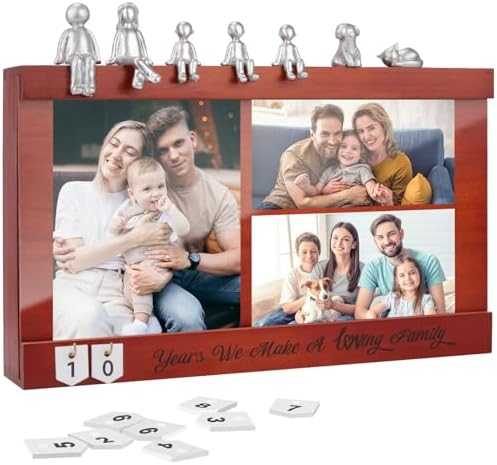 Personalized Wedding and Anniversary Keepsake Box with Family Statue – Romantic Wooden Memory Picture Box for Cherished Keepsakes and Ticket Storage, Elegant Anniversary or Wedding Gift for Couple