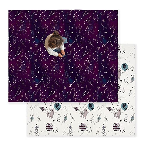 Image of JumpOff Jo Foldable Foam Play Mat – Large Waterproof Baby & Toddler Activity Floor Mat, Double-Sided 70 x 59 Inch Play Surface - Pink Space Bears